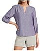 Westbound Petite Size Solid 3/4 Sleeve V-Neck Top - Image 1