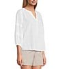 Westbound Petite Size Solid 3/4 Sleeve V-Neck Top - Image 3