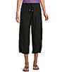 Westbound Petite Size Solid Linen Blend Pull On Crop Pants - Image 4
