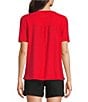 Westbound Petite Size Solid Short Sleeve V-Neck Top - Image 6