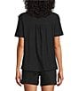 Westbound Petite Size Solid Short Sleeve V-Neck Top - Image 2