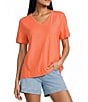 Westbound Petite Size Solid Short Sleeve V-Neck Top - Image 4