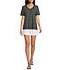 Westbound Petite Size Solid Short Sleeve V-Neck Top - Image 3