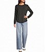 Westbound Petite Size Stripe Long Sleeve Crew Neck Knit Tee - Image 3