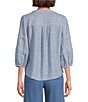 Westbound Petite Size Stripe Print 3/4 Sleeve V-Neck Top - Image 2