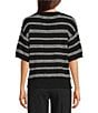 Westbound Petite Size Stripe Short Sleeve Crew Neck Sweater Top - Image 5