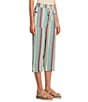 Color:Bright Stripe - Image 3 - Petite Size The ISLAND Bright Stripe Crop Pull-On Mid Rise Wide Leg Drawstring Waist Pants