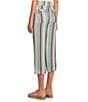 Color:Bright Stripe - Image 4 - Petite Size The ISLAND Bright Stripe Crop Pull-On Mid Rise Wide Leg Drawstring Waist Pants