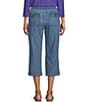 Color:Medium Wash - Image 2 - Petite Size The ISLAND Crop Pull-On Mid Rise Wide Leg Drawstring Waist Jeans