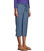 Color:Medium Wash - Image 4 - Petite Size The ISLAND Crop Pull-On Mid Rise Wide Leg Drawstring Waist Jeans