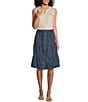 Color:Classic Stone Wash - Image 3 - Petite Size Tiered Fray Hem Button Front Midi A-Line Skirt