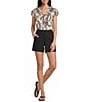 Westbound Petite Size V-Neck Button Front Flutter Sleeve Top - Image 3