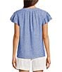 Westbound Petite Size V-Neck Button Front Flutter Sleeve Top - Image 2