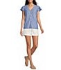 Westbound Petite Size V-Neck Button Front Flutter Sleeve Top - Image 3
