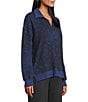 Westbound Petite Twilight Blue Paisley Patch Long Sleeve Quarter Zip Pullover, Color:Twilight Blue/Paisley Patch - Image 3