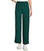 Westbound Petite Size Coordinating Wide Leg Drawstring Knit Pants, Color:Rain Forest - Image 1