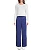 Westbound Petite Size Coordinating Wide Leg Drawstring Knit Pants - Image 3