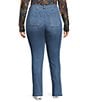 Westbound Plus High Rise Straight Leg Pull-On Denim Pants, Color:Very Blue - Image 2