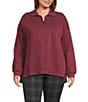 Westbound Plus Long Sleeve Quarter-Zip Pullover, Color:Burgundy - Image 1