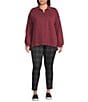 Westbound Plus Long Sleeve Quarter-Zip Pullover, Color:Burgundy - Image 3