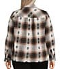 Westbound Plus Size Plaid Print Long Sleeve V-Neck Blouse - Image 5