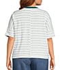 Westbound Plus Size Short Sleeve Offset Stripe Crew Neck Top - Image 2