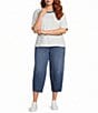 Westbound Plus Size Short Sleeve Offset Stripe Crew Neck Top - Image 3