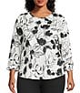 Westbound Plus Size 3/4 Sleeve Knit Crew Neck Top - Image 1