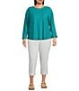 Westbound Plus Size 3/4 Sleeve Knit Crew Neck Top - Image 3