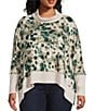 Westbound Plus Size Animal Print Long Sleeve Mock Neck Knit Top, Color:Cream/Green Soft Animal - Image 2