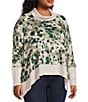 Westbound Plus Size Animal Print Long Sleeve Mock Neck Knit Top, Color:Cream/Green Soft Animal - Image 4
