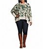 Westbound Plus Size Animal Print Long Sleeve Mock Neck Knit Top, Color:Cream/Green Soft Animal - Image 6