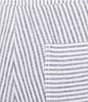 Westbound Plus Size Blue White Stripe Crop Linen Blend Pants, Color:Blue White Stripe - Image 4