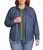 Westbound Plus Size Collared Long Sleeve Button Front Shacket - Image 1