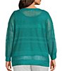 Westbound Plus Size Crochet 3/4 Sleeve Crew Neck Ribbed Top - Image 2