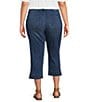 Color:True Blue - Image 2 - Plus Size Crop High Rise Flat Front Pull-on Jeans
