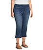 Color:True Blue - Image 3 - Plus Size Crop High Rise Flat Front Pull-on Jeans