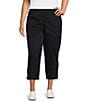 Westbound Plus Size Crop Utility Pants, Color:Black - Image 1