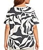 Westbound Plus Size Dancing Leaves Short Sleeve Slub Knit Crew Neck Top - Image 2