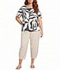 Westbound Plus Size Dancing Leaves Short Sleeve Slub Knit Crew Neck Top - Image 3