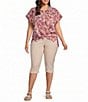 Westbound Plus Size Ditsy Bloom Print Woven Button Front Top - Image 3
