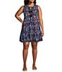 Color:Navy Leopard - Image 1 - Plus Size Double Tassel Tie Front A-Line Tiered Sleeveless Leopard Dress