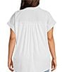 Westbound Plus Size Floral Stripe Woven Button Front Top - Image 2