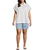 Westbound Plus Size Floral Stripe Woven Button Front Top - Image 3