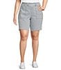 Westbound Plus Size High Rise Bermuda Porkchop Pockets Shorts, Color:Barely Stripe - Image 1
