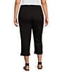 Color:Black - Image 2 - Plus Size High Rise Flat Front Pull-On Cropped Pants