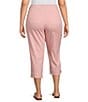 Color:Powder Pink - Image 2 - Plus Size High Rise Flat Front Pull-On Cropped Pants