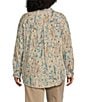 Westbound Plus Size Ikat Animal 3/4 Roll-Tab Sleeve Point Collar Y-Neck Button Front Top, Color:Ikat Animal - Image 3