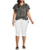 Westbound Plus Size Ikat Stripe Print Woven Button Front Top - Image 3