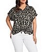 Westbound Plus Size Ikat Stripe Print Woven Button Front Top - Image 1